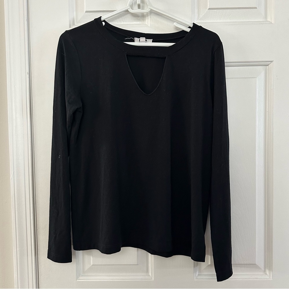 LNA Black Keyhole Long Sleeve Top